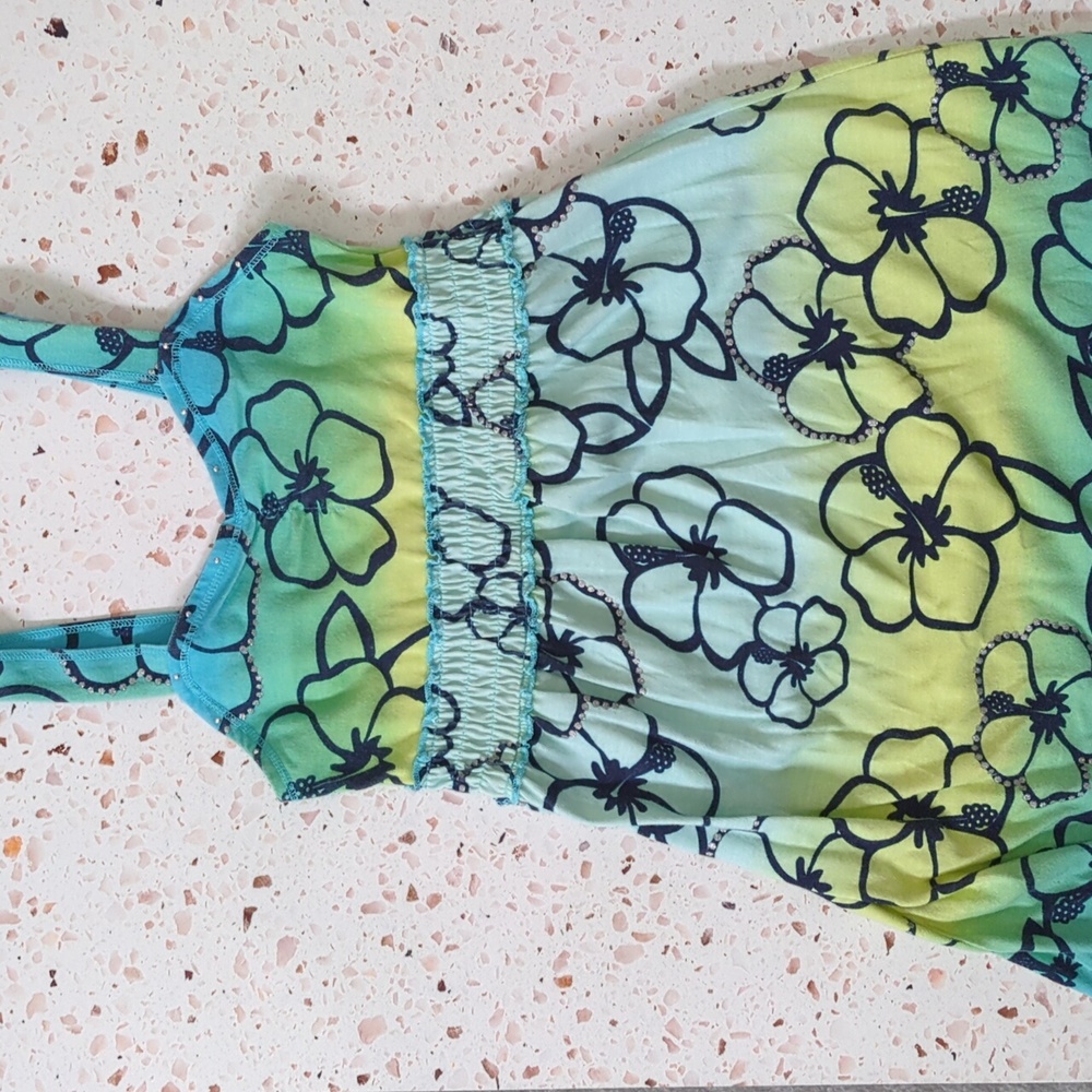 Justice | Ombre Tropical Flower Sundress with Studs and Glitter Dots | 6